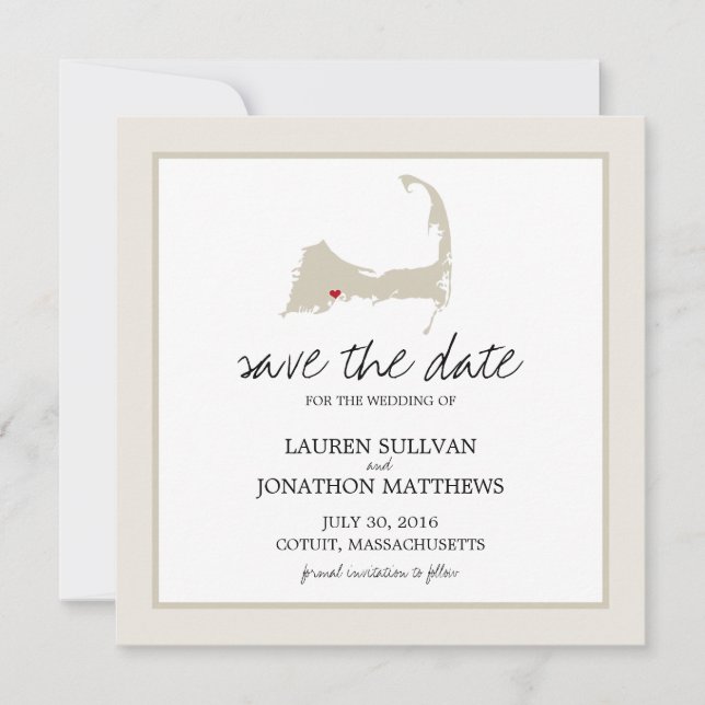 Reserva La Fecha Cotuit Cape Cod Wedding Save the Date (Anverso)