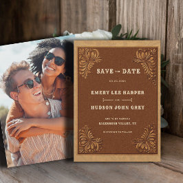 Reserva La Fecha Country Tooled Leather Western Rustic Wedding