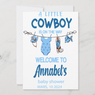 Reserva La Fecha Cowboy da la bienvenida al Rótulo Baby Shower, sal