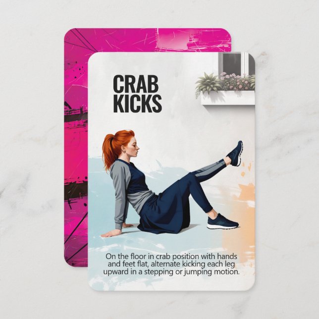 Reserva La Fecha Crab Kicks Fitness Card with Pink Backing (Anverso / Reverso)