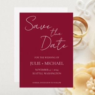 Reserva La Fecha Cranberry Simple Style Boda