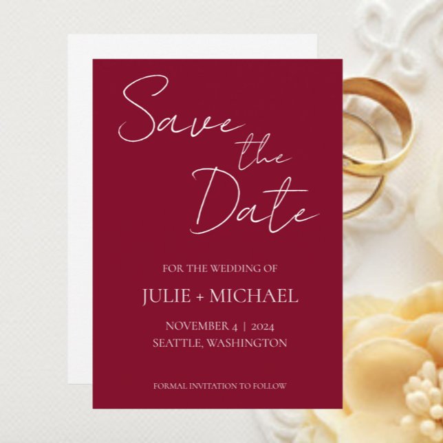 Reserva La Fecha Cranberry Simple Style Boda (In Situ Wedding)