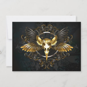 Reserva La Fecha Cráneo de pájaro dorado sobre fondo negro