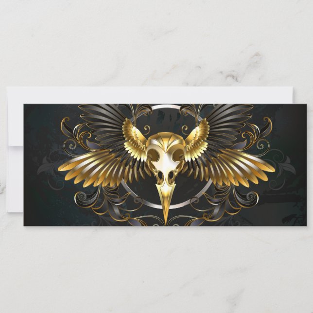 Reserva La Fecha Cráneo de pájaro dorado sobre fondo negro (Anverso)