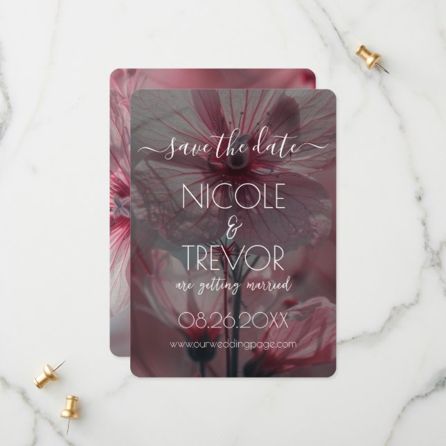 Reserva La Fecha Crea tu propia - Flores Traducentes Rosa (Anverso/Reverso In Situ)