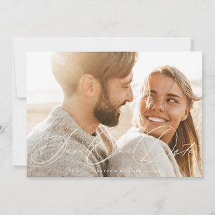 Reserva La Fecha Cream Beige Romantic Elegant Classic Photo Boda