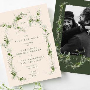 Reserva La Fecha Cream Elegant Eucalyptus Wreath Monograma Foto