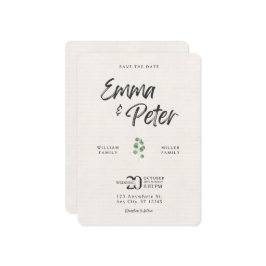 Reserva La Fecha Cream Green Leafed Modern Save the Date Card