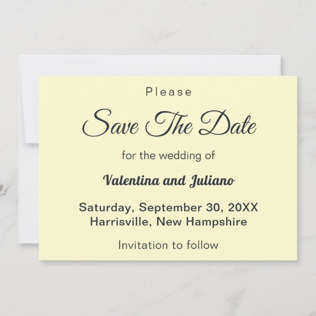 Reserva La Fecha Cream With Slate Typography Wedding Save The Date (Anverso)