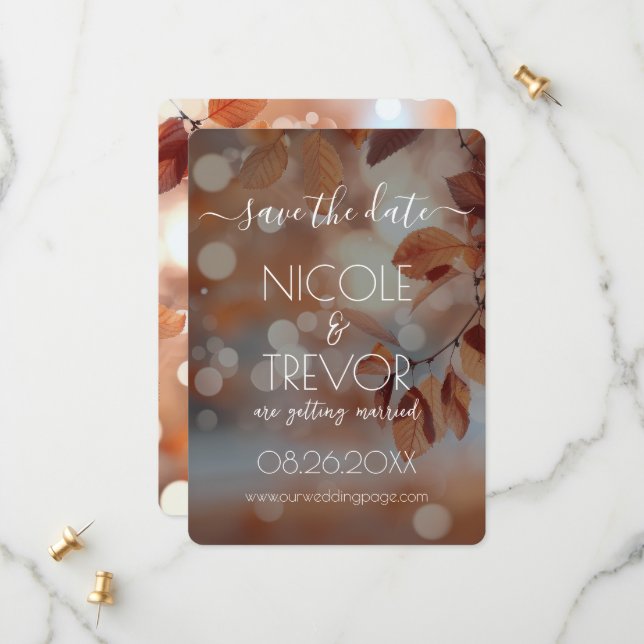 Reserva La Fecha Crear el propio - El otoño deja a Bokeh (Anverso/Reverso In Situ)