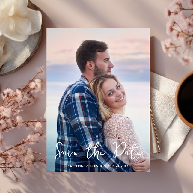 Reserva La Fecha Crear su propia foto de pareja Boda simple (Front of Card - Modern Photo Save the Date)