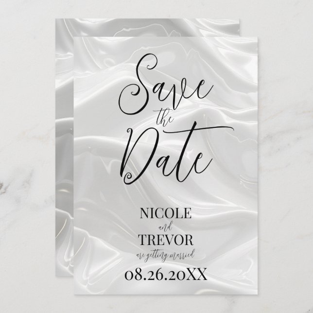 Reserva La Fecha Crear sus propias ondas blancas Personalizados (Anverso / Reverso)