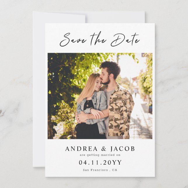 Reserva La Fecha Create Your Own 2 Photo Wedding Save the Date Card (Anverso)