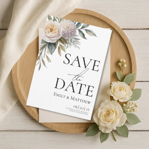 Reserva La Fecha Crema Blanca Y Floral Lila Save The Date