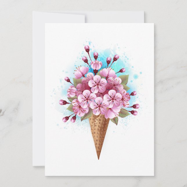 Reserva La Fecha Crema rosa de hielo Sakura Waffle Cone (Anverso)