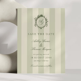 Reserva La Fecha Crest de Verde Salvia Boda Save The Date