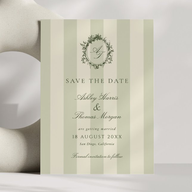 Reserva La Fecha Crest de Verde Salvia Boda Save The Date (Subido por el creador)