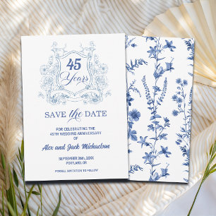 Reserva La Fecha Crest Elegante Vintage 45º Aniversario de Boda