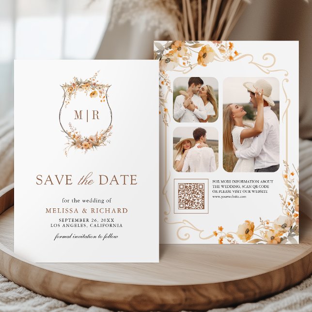 Reserva La Fecha Crest Flor Silvestre de Otoño Código QR Boda (Subido por el creador)