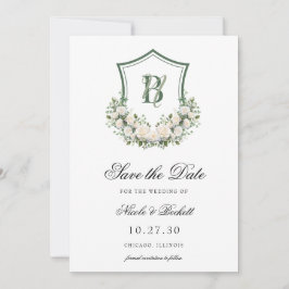 Reserva La Fecha Crest Floral Blanco Crest Boda