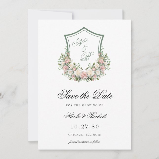 Reserva La Fecha Crest Floral Rosa (Anverso)