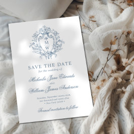 Reserva La Fecha Crest Monograma Vintage Regencia para Boda sin Fot