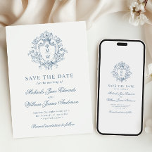 Crest Monograma Vintage Regencia para Boda sin Fot