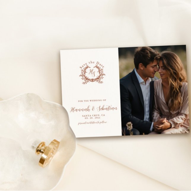 Reserva La Fecha Cresta de Monograma Foto de Boda (Subido por el creador)