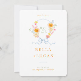 Reserva La Fecha Crestón Floral Monograma Acuarela Boda de Primaver