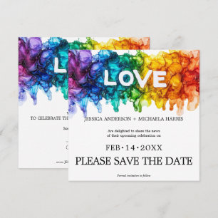 Reserva La Fecha 🌈 🐦 Cuadrado LGBTQ Pintado Con Amor boda 