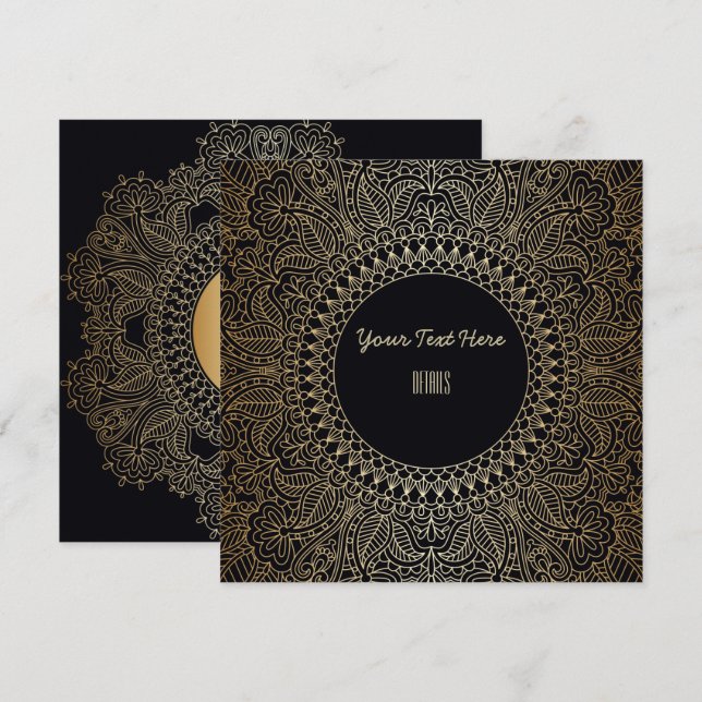 Reserva La Fecha Cualquier Evento Elegante Mandala de Oro (Anverso / Reverso)