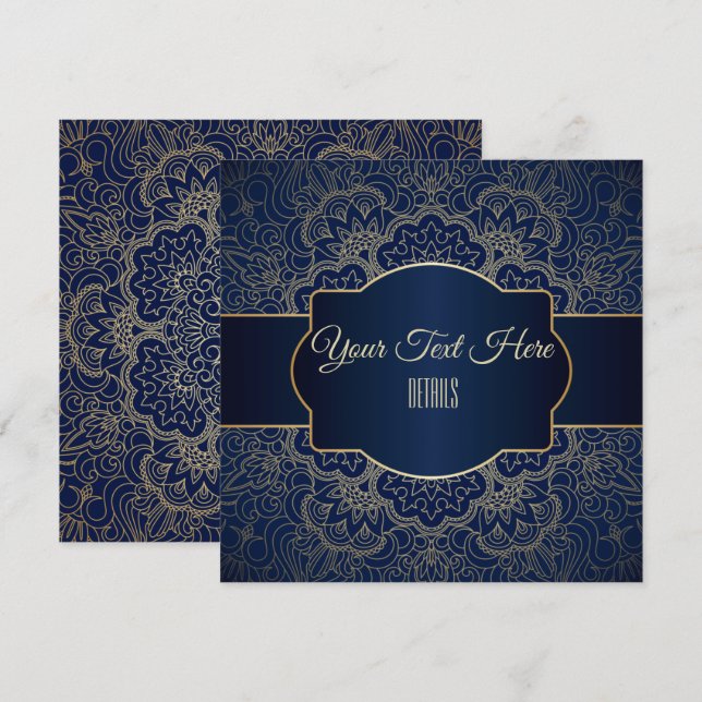 Reserva La Fecha Cualquier Evento Elegante Mandala de Oro (Anverso / Reverso)