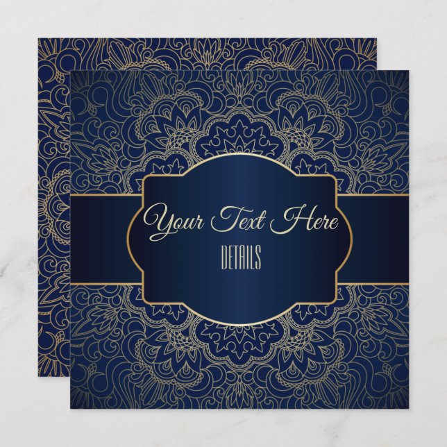 Reserva La Fecha Cualquier Evento Mandala Dorada Elegante (Anverso / Reverso)