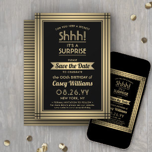 Reserva La Fecha Cualquier Fiesta de Cumpleaños Sorpresa Elegante N