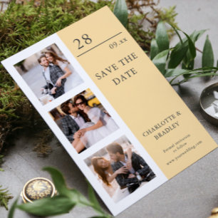 Reserva La Fecha Cuatro Fotos Boda Minimalista Moderna