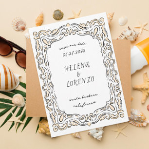 Reserva La Fecha Cubierta de dibujo con lápiz y tinta suelta