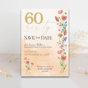 Reserva La Fecha Cumpleaños 60 de Flor Silvestre Suave - 60 Años