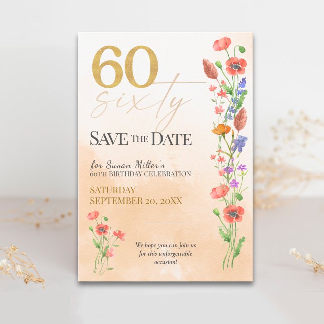 Reserva La Fecha Cumpleaños 60 de Flor Silvestre Suave - 60 Años (Subido por el creador)