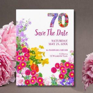 Reserva La Fecha Cumpleaños 70 Jardín Floral Fiesta Elegante