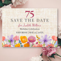 Cumpleaños 75 Elegante Floral 75 Años Fiesta de Ja
