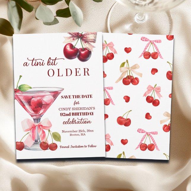 Reserva La Fecha Cumpleaños 92 Chic A Tini Bit Older Cherry Martini (Subido por el creador)