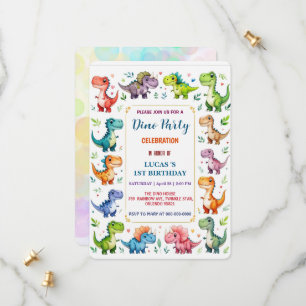 Reserva La Fecha Cumpleaños bebé dinosaurios lindos DIno 1er cumple