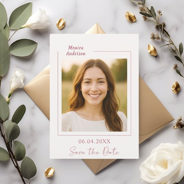 Reserva La Fecha Cumpleaños de foto de oro rosa marfil (Subido por el creador)