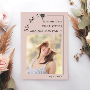Reserva La Fecha Cumpleaños de Graduación Foto Rosa Claro Guardar l