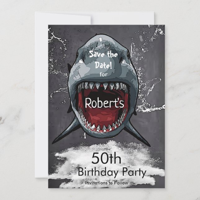 Reserva La Fecha Cumpleaños de los Tiburones Salven la fecha del at (Anverso)