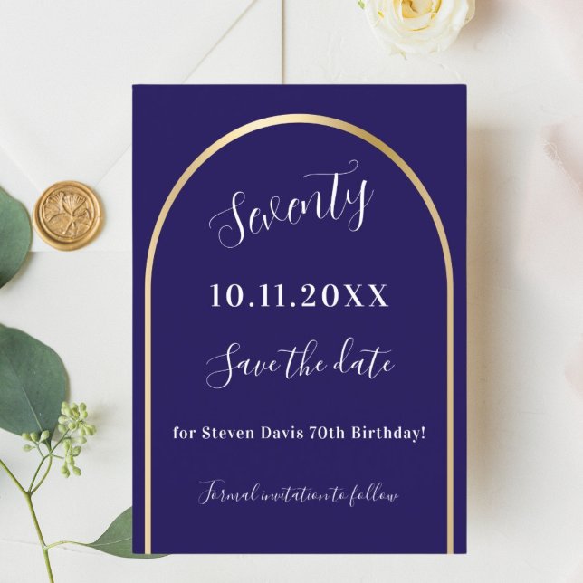 Reserva La Fecha cumpleaños del arco de oro azul (Subido por el creador)