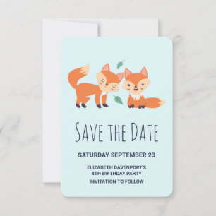 Reserva La Fecha Cumpleaños del Naranja Cute Foxes