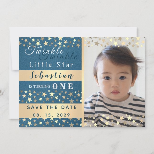 Reserva La Fecha Cumpleaños del niño Twinkle Little Star 1 (Anverso)