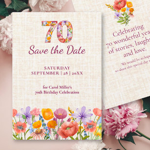 Reserva La Fecha Cumpleaños elegante con flores silvestres de lino