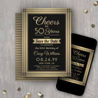 Cumpleaños Feliz Elegante Clásico Negro y Dorado